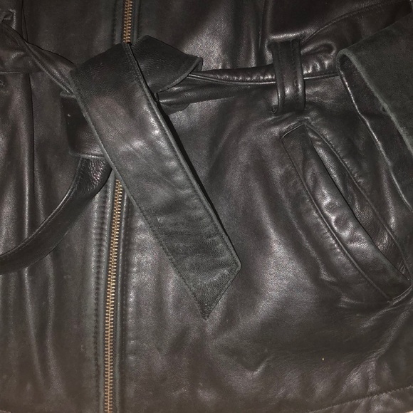 Relativity Vegan Leather Chocolate Brown Full Sip Coat with Waist Tie Size M - Picture 5 of 7